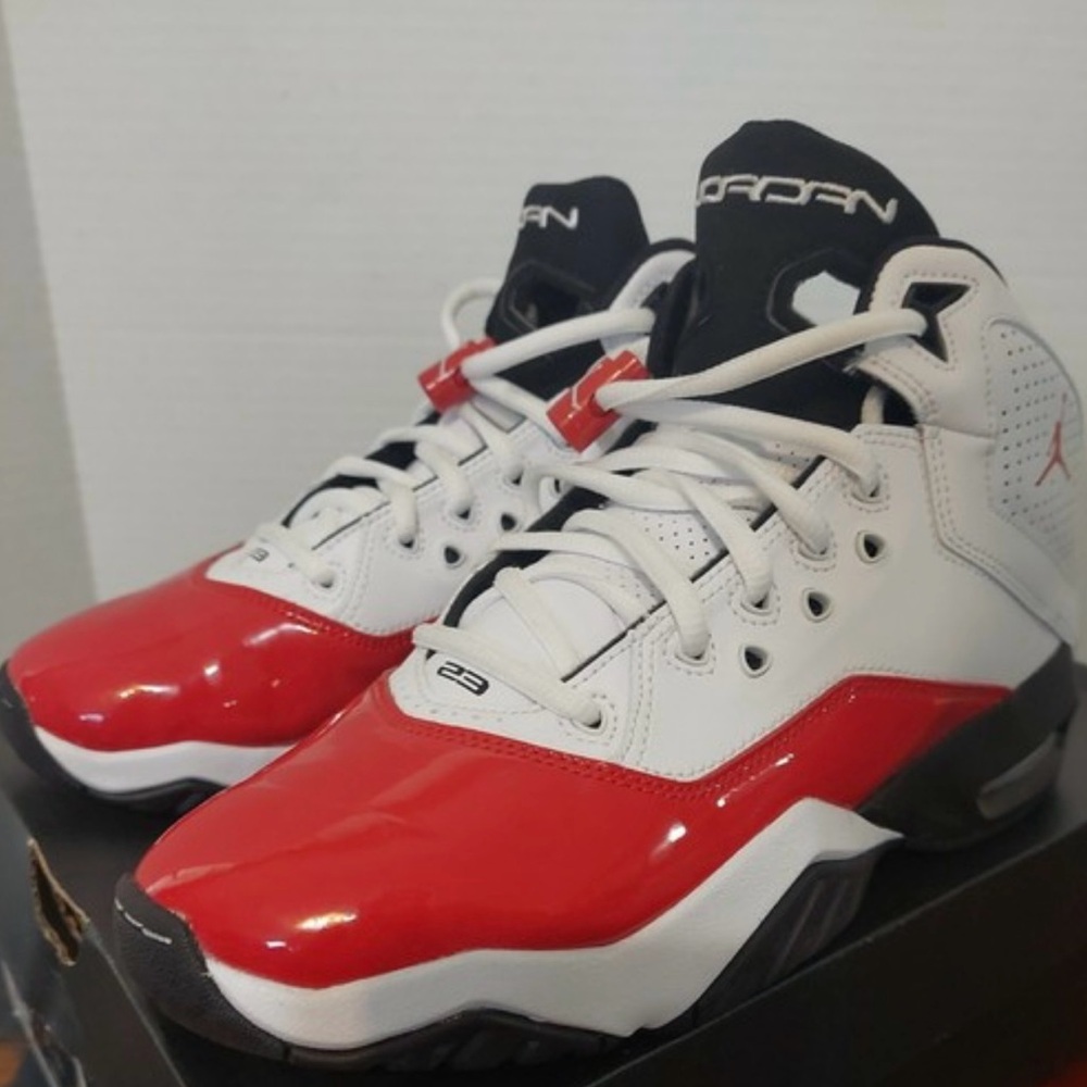 Jordan Kids Red and White High-Top Sneakers